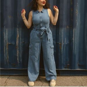 Universal Thread Blue Denim Jumpsuit